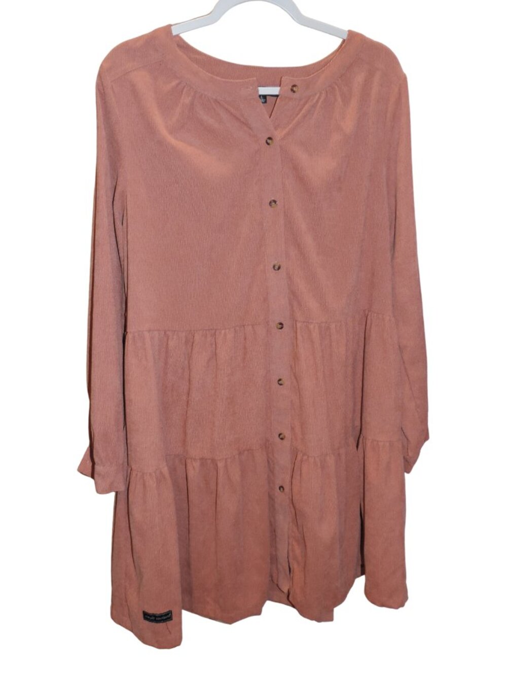 Simply Southern Dusty Rose Button-Front Tiered Dress